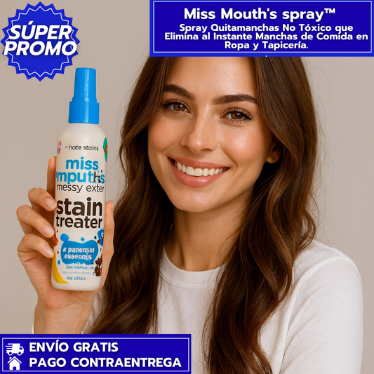 Miss Mouth's spray™️: Spray Quitamanchas No Tóxico que Elimina al Instante Manchas de Comida en Ropa y Tapicería.
