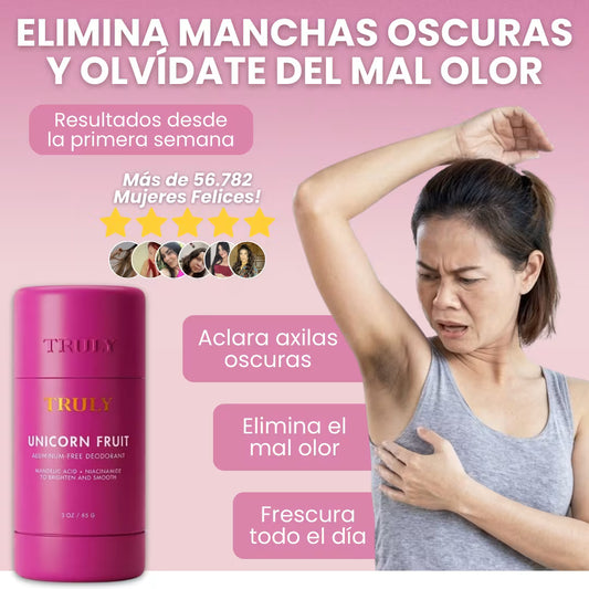Aclara tus axilas oscuras mientras eliminas el mal olor con Truly Unicorn Fruit™ en 7 días