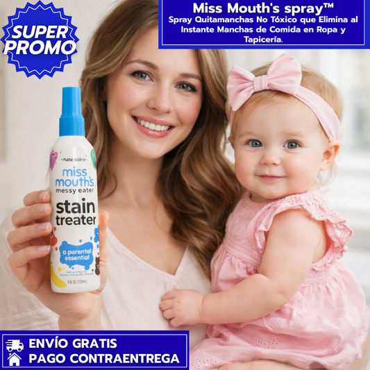 Miss Mouth's spray™️: Spray Quitamanchas No Tóxico que Elimina al Instante Manchas de Comida en Ropa y Tapicería.
